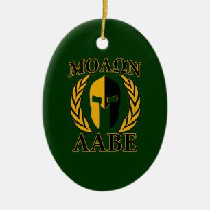 Molon Labe Spartan Laurels op Forest Green Keramisch Ornament