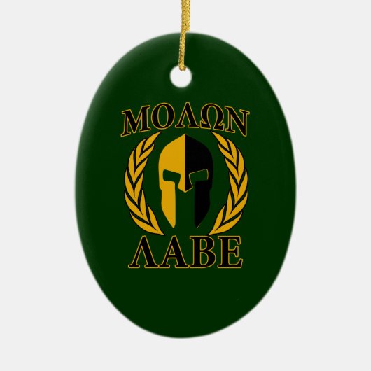 Molon Labe Spartan Laurels op Forest Green Keramisch Ornament (Voorkant)