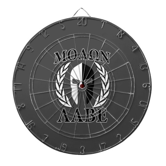 Molon Labe Spartan Mask Laurels Black & White Dartbord (Voorkant)