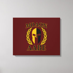 Molon Labe Spartan Mask Laurels Burgundy Canvas Afdruk