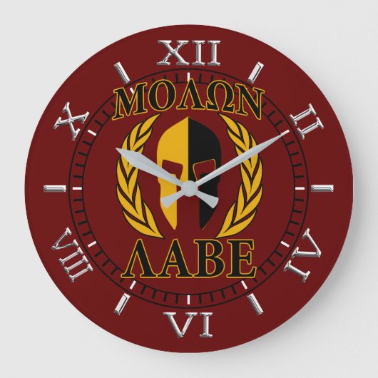 Molon Labe Spartan Mask Laurels Burgundy Dial Grote Klok (Voorkant)
