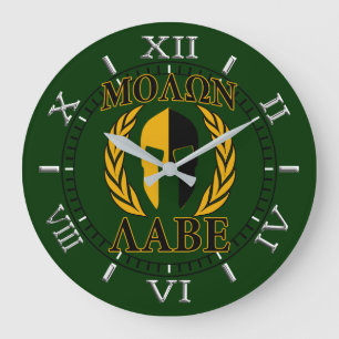 Molon Labe Spartan Mask Laurels Forest Green Dial Grote Klok