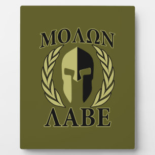 Molon Labe Spartan Mask Laurels Olive Green Fotoplaat