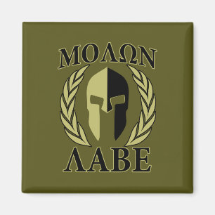 Molon Labe Spartan Mask Laurels Olive Green Magneet