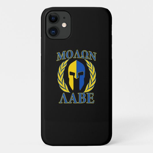 Molon Labe Spartan Mask Laurels Yellow Blue Case-Mate iPhone Case (Achterkant)