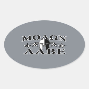 Molon Labe Spartan Warrior 5 sterren Black White Ovale Sticker