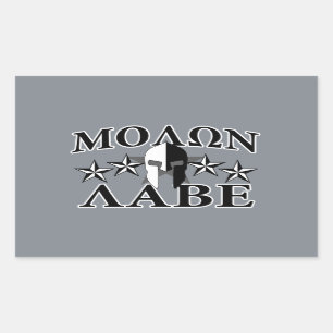 Molon Labe Spartan Warrior 5 sterren Black White Rechthoekige Sticker