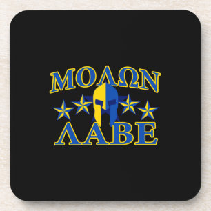 Molon Labe Spartan Warrior 5 sterren Yellow Blue Bier Onderzetter