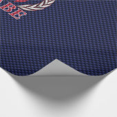 Molon Labe Spartan Warrior Blue Carbon Fiber Print Cadeaupapier (Hoek)