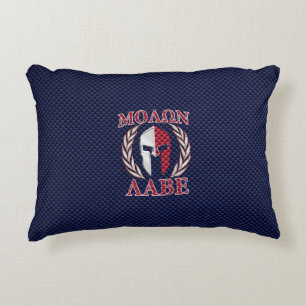 Molon Labe Spartan Warrior Carbon Fiber Chrome Accent Kussen