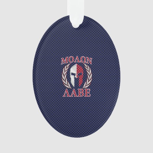 Molon Labe Spartan Warrior Carbon Fiber Chrome Ornament (voorkant)