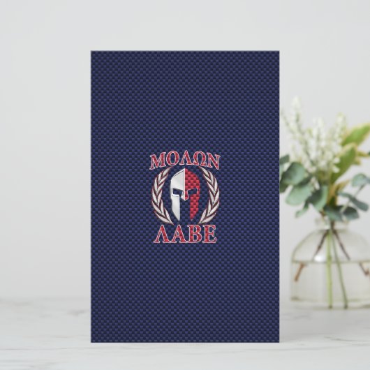 Molon Labe Spartan Warrior Carbon Style Briefpapier (Staand voorkant)