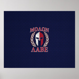 Molon Labe Spartan Warrior Carbon Style Poster