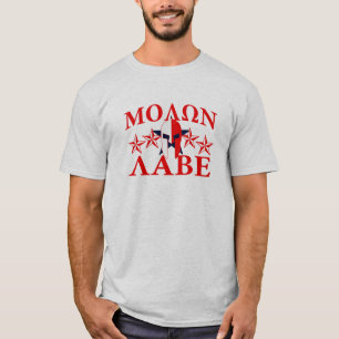 Molon Labe Spartan Warrior Helmet 5 sterren Patrio T-shirt