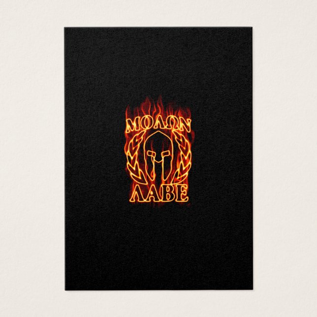 Molon Labe Spartan Warrior in Flames Visitekaartje (Voorkant)