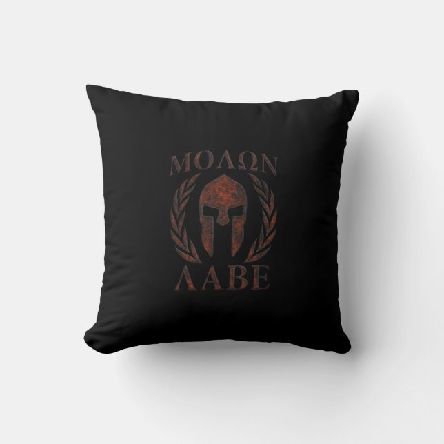 Molon Labe Spartan Warrior Iron Laurels Mask Kussen (Voorkant)