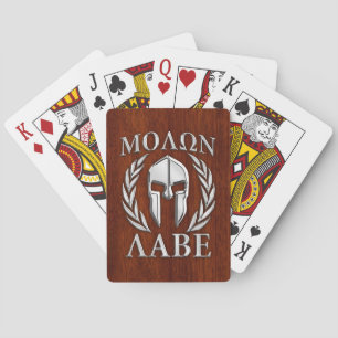 Molon Labe Spartan Warrior Laurels Chro Wood Print Speelkaarten