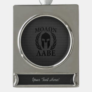 Molon Labe Spartan Warrior Laurels Verzilverd Banner Ornament