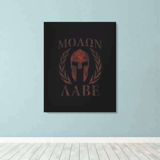 Molon Labe Spartan Warrior Mask Laurels Iron Canvas Afdruk (Insitu (Houten vloer))