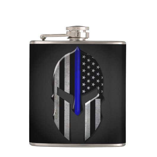 Molon Labe Thin Blue Line Heupfles (Voorkant)