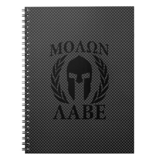 Molon Labe Warrior Laurels op zwarte koolstof Notitieboek (Voorkant)