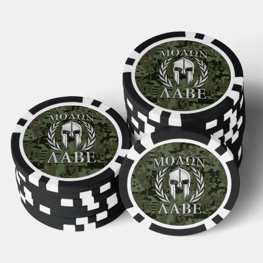 Molon Labe Warrior Mask Laurels in Chrome Poker Chips (Opstapeling)