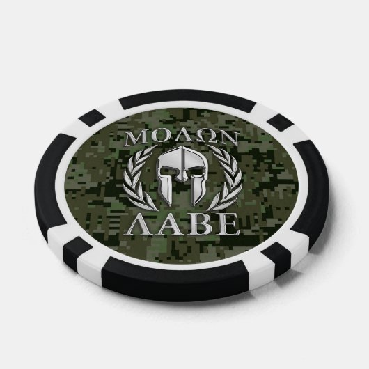 Molon Labe Warrior Mask Laurels in Chrome Poker Chips (Enkel)