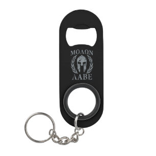 Molon Labe Warrior Mask Laurels on Black Sleutelhanger Flessenopener
