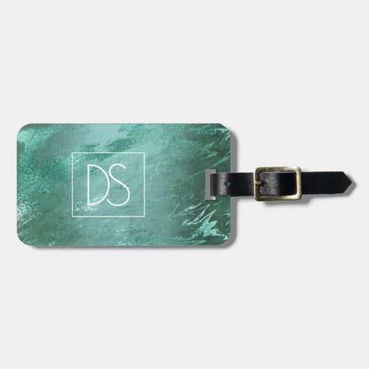 Molten Jade | Emerald Green Luxury Marble Bagagelabel (Voorkant horizontaal)
