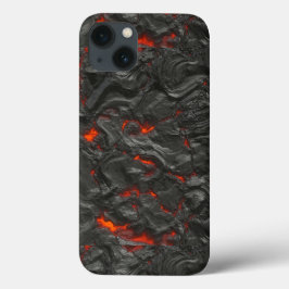 Molten lava vulcano zwart en rood iPhone 13 hoesje