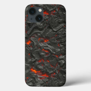 Molten lava vulcano zwart en rood iPhone 13 hoesje