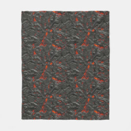 Molten lava vulcano zwart en rood fleece deken