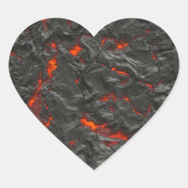 Molten lava vulcano zwart en rood hart sticker