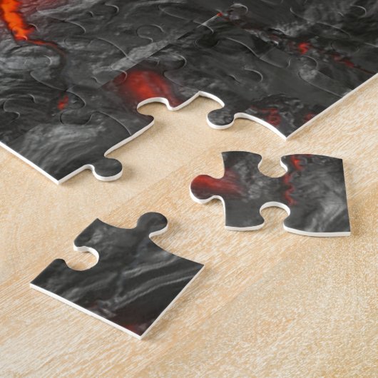 Molten lava vulcano zwart en rood legpuzzel (Zijkant)