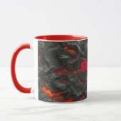 Molten lava vulcano zwart en rood mok (Links)