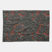 Molten lava vulcano zwart en rood theedoek (Horizontaal)