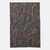Molten lava vulcano zwart en rood theedoek (Verticaal)