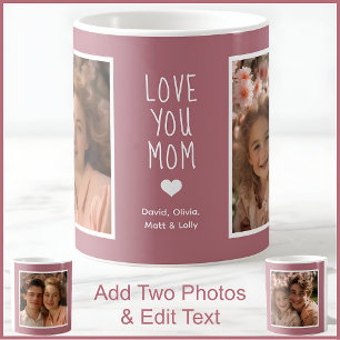 Mom 2 Foto's & Tekst Modern Roze C107 Custom Mothe Koffiemok