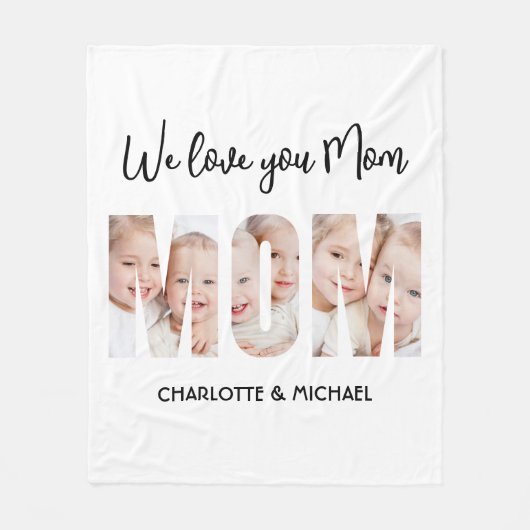 Mom 3 Photos Cutout Letters  Fleece Deken (Voorkant)