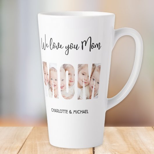 Mom 3 Photos Cutout Letters Latte Mok