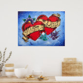 “Mom and Dad” Hearts with Ribbon Art Poster Print (Cuisine)
