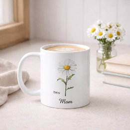 Mom April Birth Flower Daisy Koffiemok