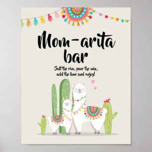 Mom-arita Margarita Bar Fiesta Llama Shower Bord Poster