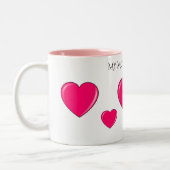 "MOM" avec coeur rose café ou tasse à thé. (Gauche)