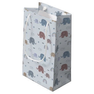 Mom & Baby Elephant Pattern Gift Bag Klein Cadeauzakje
