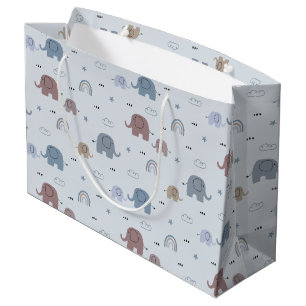 Mom & Baby Elephant Pattern Grote Geschenktas Groot Cadeauzakje