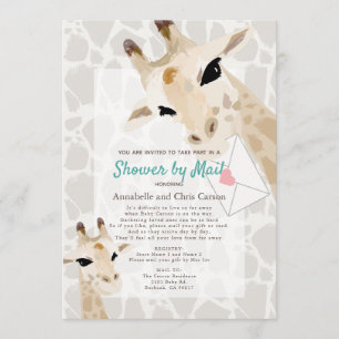 Mom & Baby Giraffe Waterverf Baby shower per post Kaart