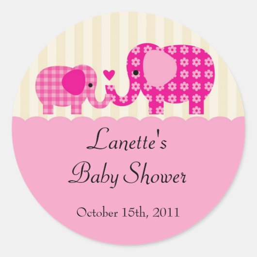 Mom & Baby Girl Elephant Favor Sticker (Voorkant)