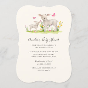 Mom Baby Sheep Sweet Baby shower Invitation Kaart