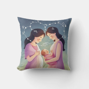 Mom & Baby Zodiac Signs Gezamenlijk met Love Heart Kussen